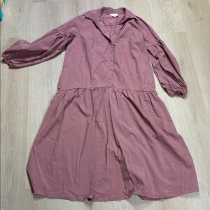 Anthropologie Maeve Dusty Rose Long Sleeve Oversized Dress size small